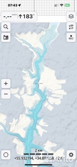 Карта глубин Яузского водохранилища