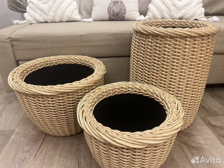 Набор кашпо из ротанга