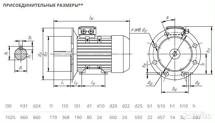 Электродвигатель аир 280S6 (75кВт-1000об) новый