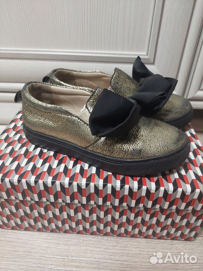 Слипоны натуральная кожа