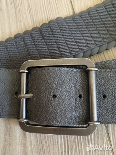 Кожаный безразмерный пояс на резинке антрацит