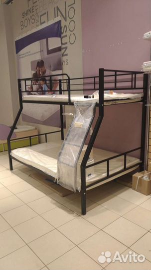 Двухъярусная (чердак) металлическая кровать лофт