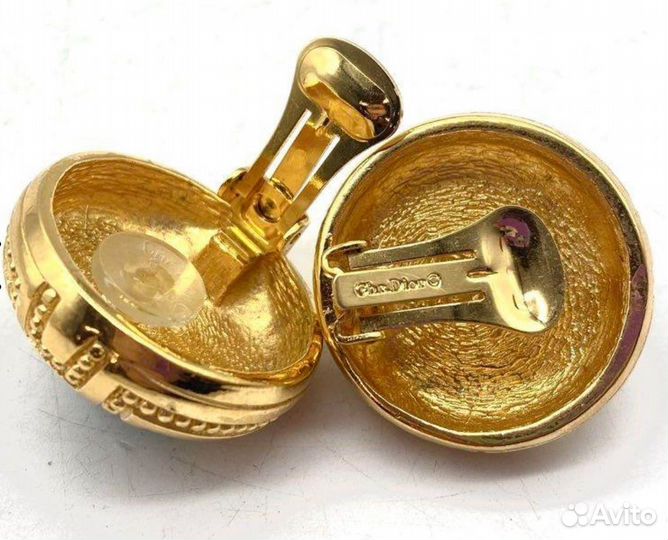Christian Dior клипсы винтаж изумруд оригинал