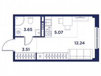 Квартира-студия, 24,5 м², 3/5 эт.