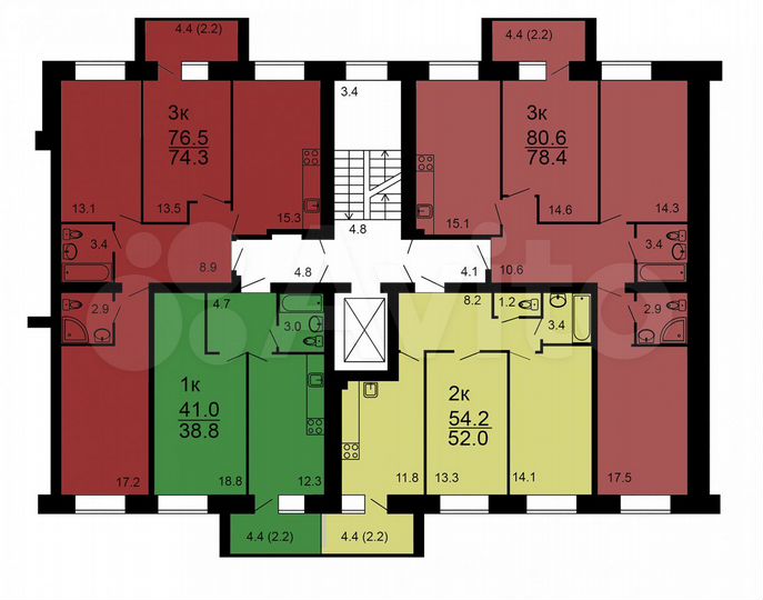 4-к. квартира, 76,5 м², 2/10 эт.