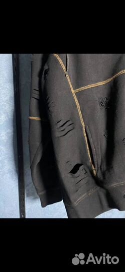 Зип худи Cav empt черное, рваное