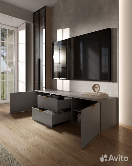 Напольная тв Тумба 160х40х40 Серая