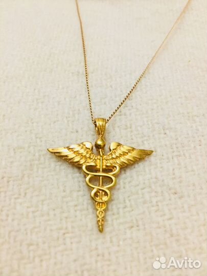 Кулон/подвеска позолоченный Кадуцей