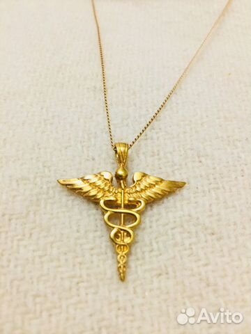 Кулон/подвеска позолоченный Кадуцей