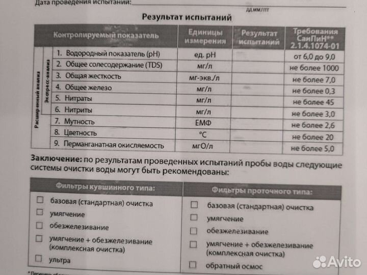 Анализ воды