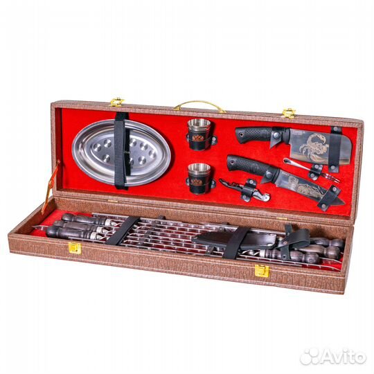 Шашлычный набор с шампурами №8 коричневый31206