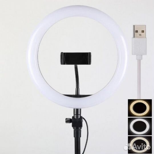 Кольцевая лампа для фото (28см) (черный)