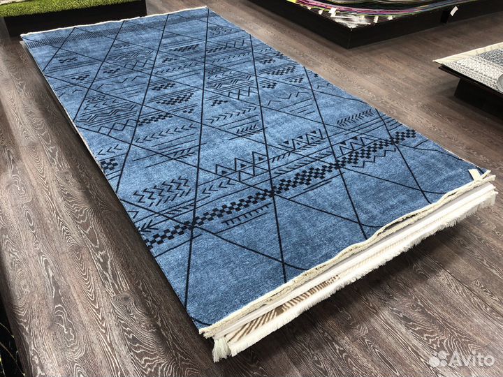 Ковер, гобелен хлопковый 160 х 300 синий