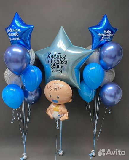 Гелиевые воздушные шары на выписку