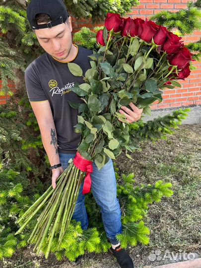 Метровые розы 100см Эквадор премиум