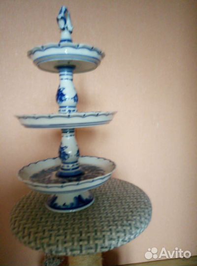 Ваза для фруктов, гжель, 53см