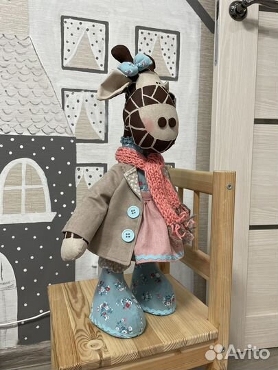 Игрушка жираф кукла тильда