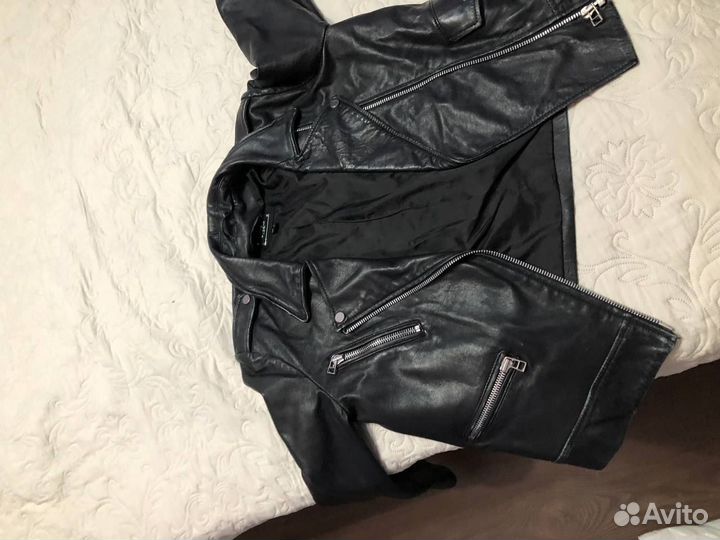 Кожаная куртка косуха Натуральна кожа Mango