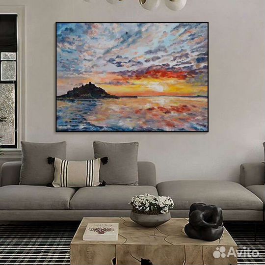 Картина масло Современная живопись Закат в море