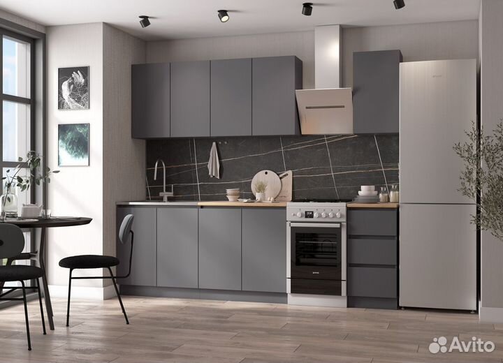 Кухня Мори готовый гарнитур графит 2,0 м