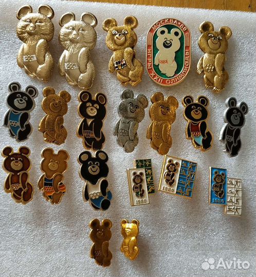 Значки Олимпийские мишки Олимпиада 1980г