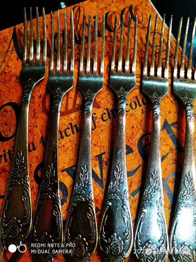 Набор для сервировки стола, мельхиор. Номерные зна