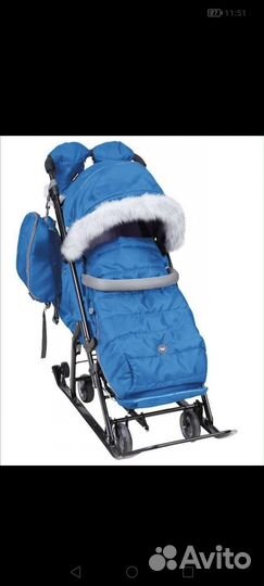 Детские санки коляска с колесами