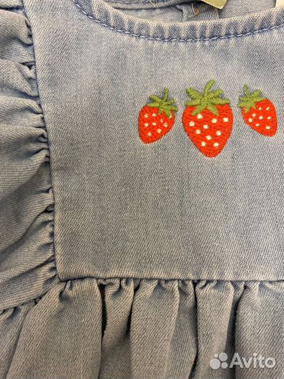 Платье джинсовое с клабничкой, h&m 68,74,86