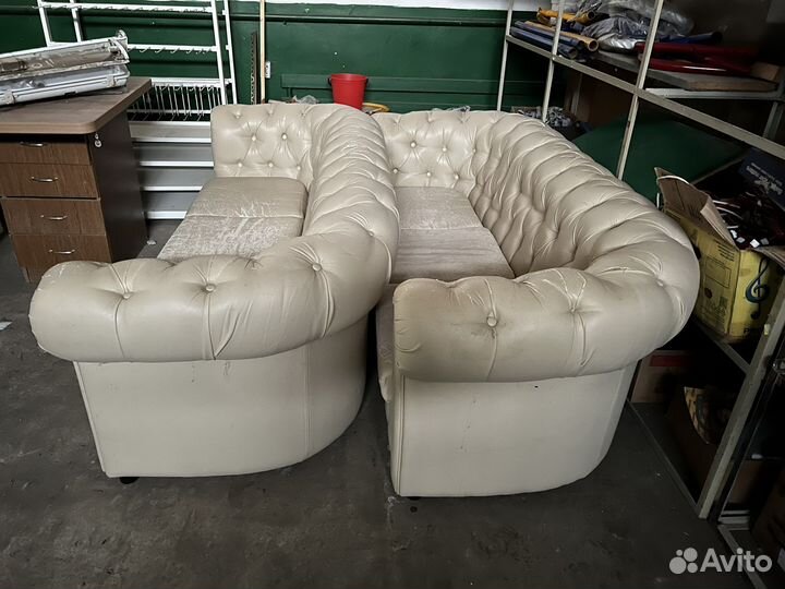 Офисный кожаный диван бу