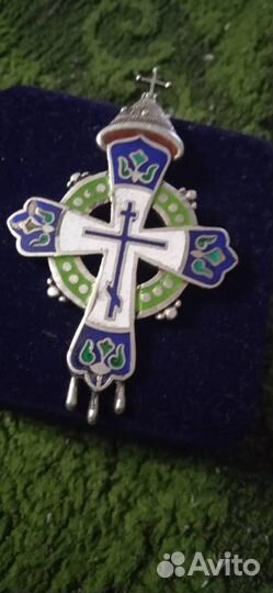 Серебряный крест 84 пробы в эмалях