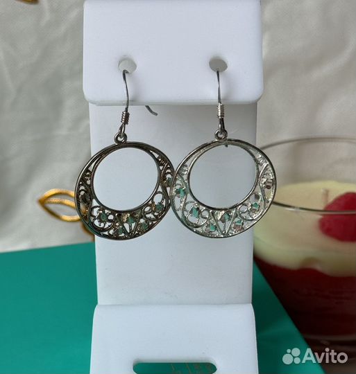Серьги серебро 925 плетение патина Llc винтаж