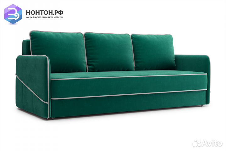 Диван еврокнижка Энерджи 3-х местный изумрудный
