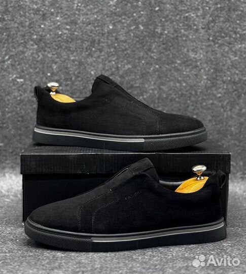 Слипоны замшевые мужские