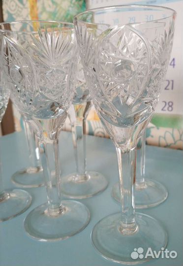 Бокалы СССР хрусталь и цветное стекло