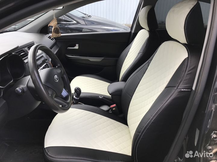 Чехлы из экокожи Автопилот Kia Rio 2011-2016. ромб