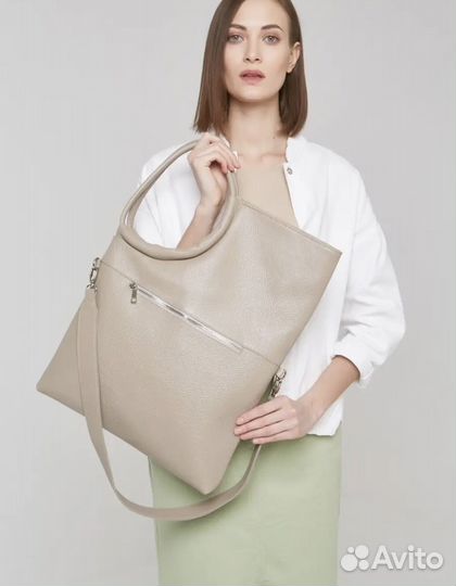 Сумка натуральная кожа бежевая