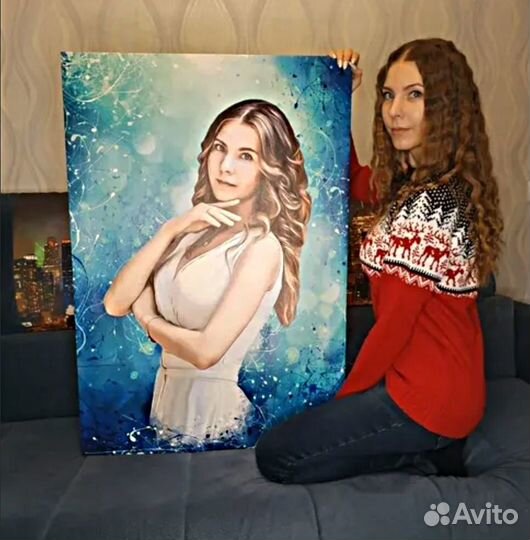 Романтический подарок портрет на холсте