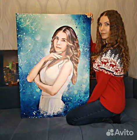 Романтический подарок портрет на холсте