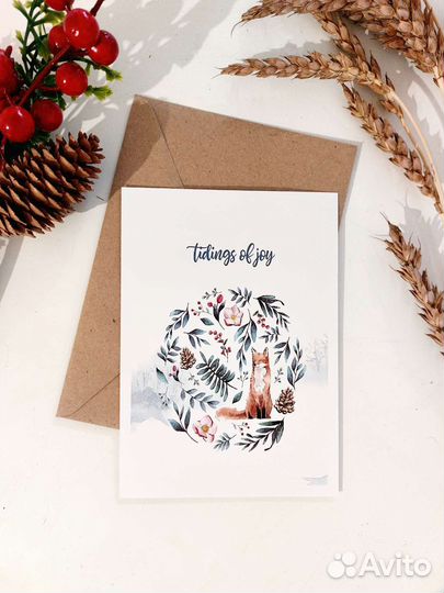 Новогодние открытки акварель разные