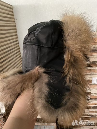 Меховая шапка ушанка с натуральным мехом лисы