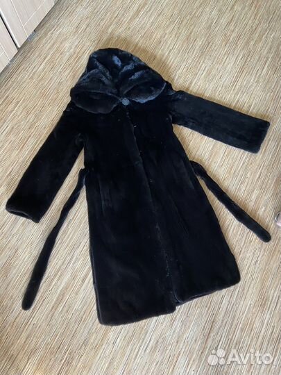 Шуба норковая с капюшоном