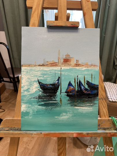 Картина маслом. Холст на картоне. Венеция