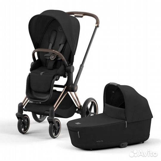 Коляска 2 в 1 Cybex Priam RoseGold Sepia Black