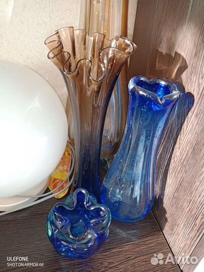 Вазы из цветного стекла СССР