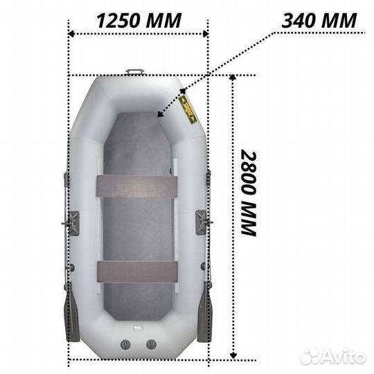 Лодка пвх Муссон S-280 нд надувное дно