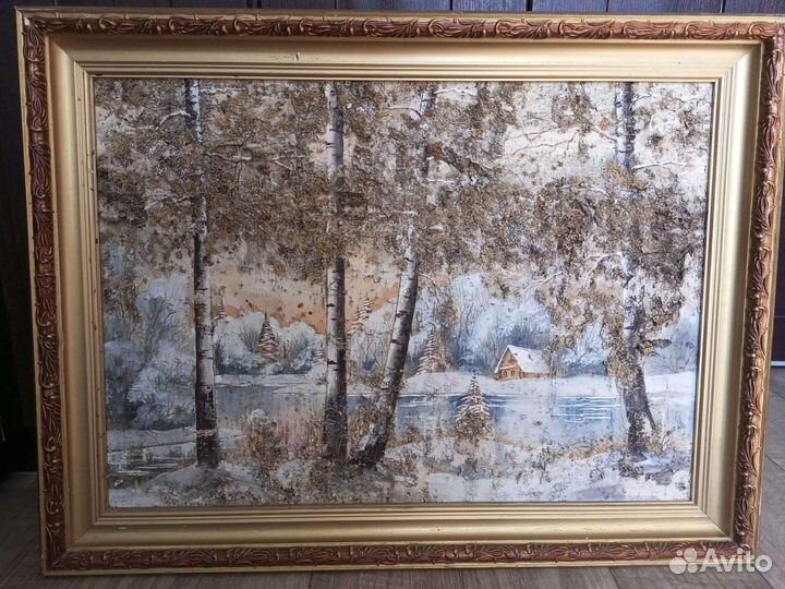 Картина на бересте из натуральных материалов