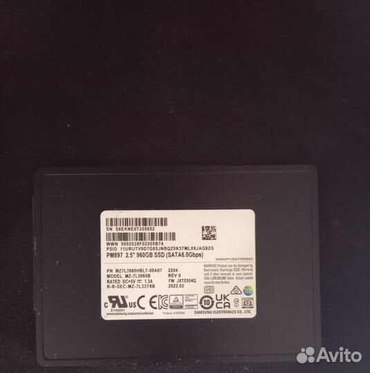 Новые SSD 960Gb Samsung PM897 960GB (Серверные)