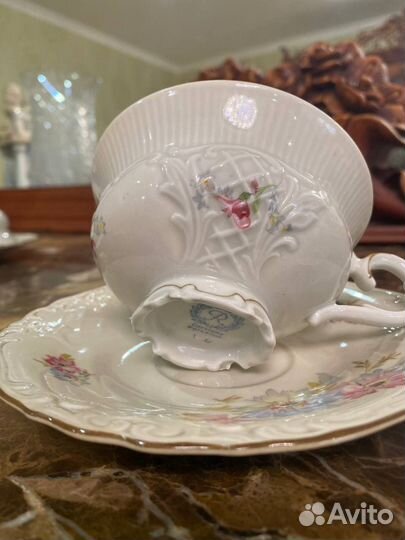 Чайная пара антикварная Райхенбах фарфор