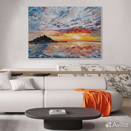 Картина масло Современная живопись Закат в море