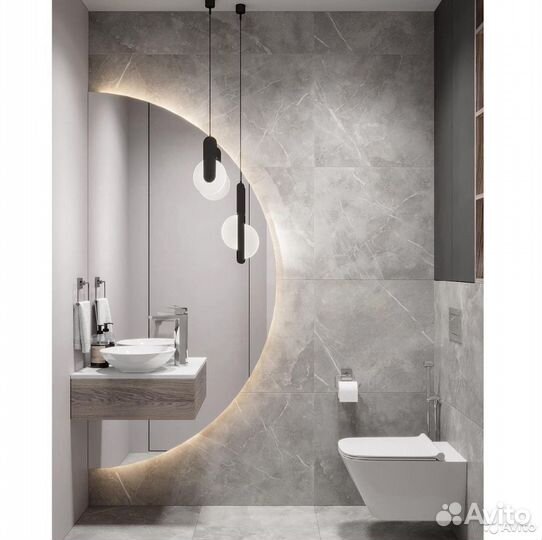 Зеркало в ванную с подсветкой полукруглое Lino